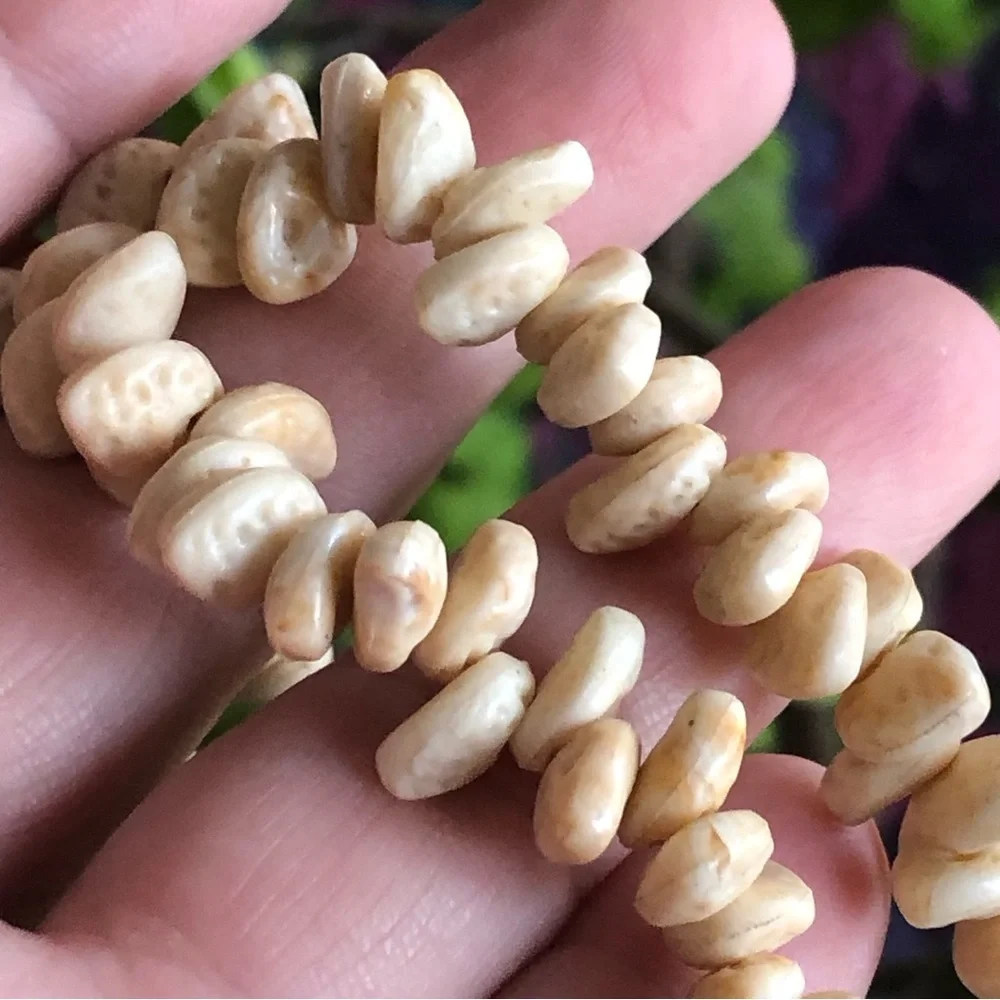 Vintage boho Scolecite beaded necklace